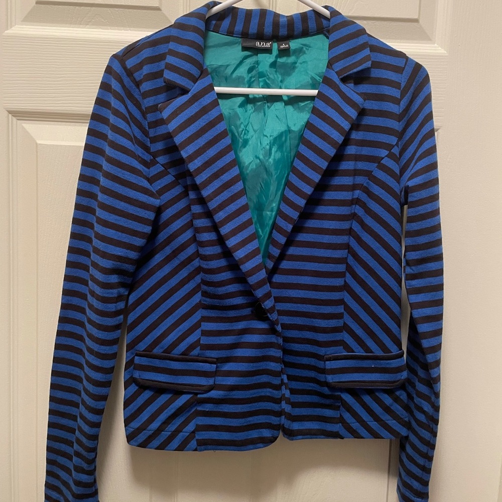 Stripped black and blue blazer, Size S
